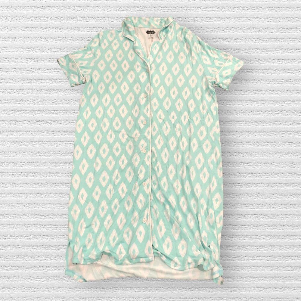 Mud Pie Night Gown Size Small Blue Green Rayon